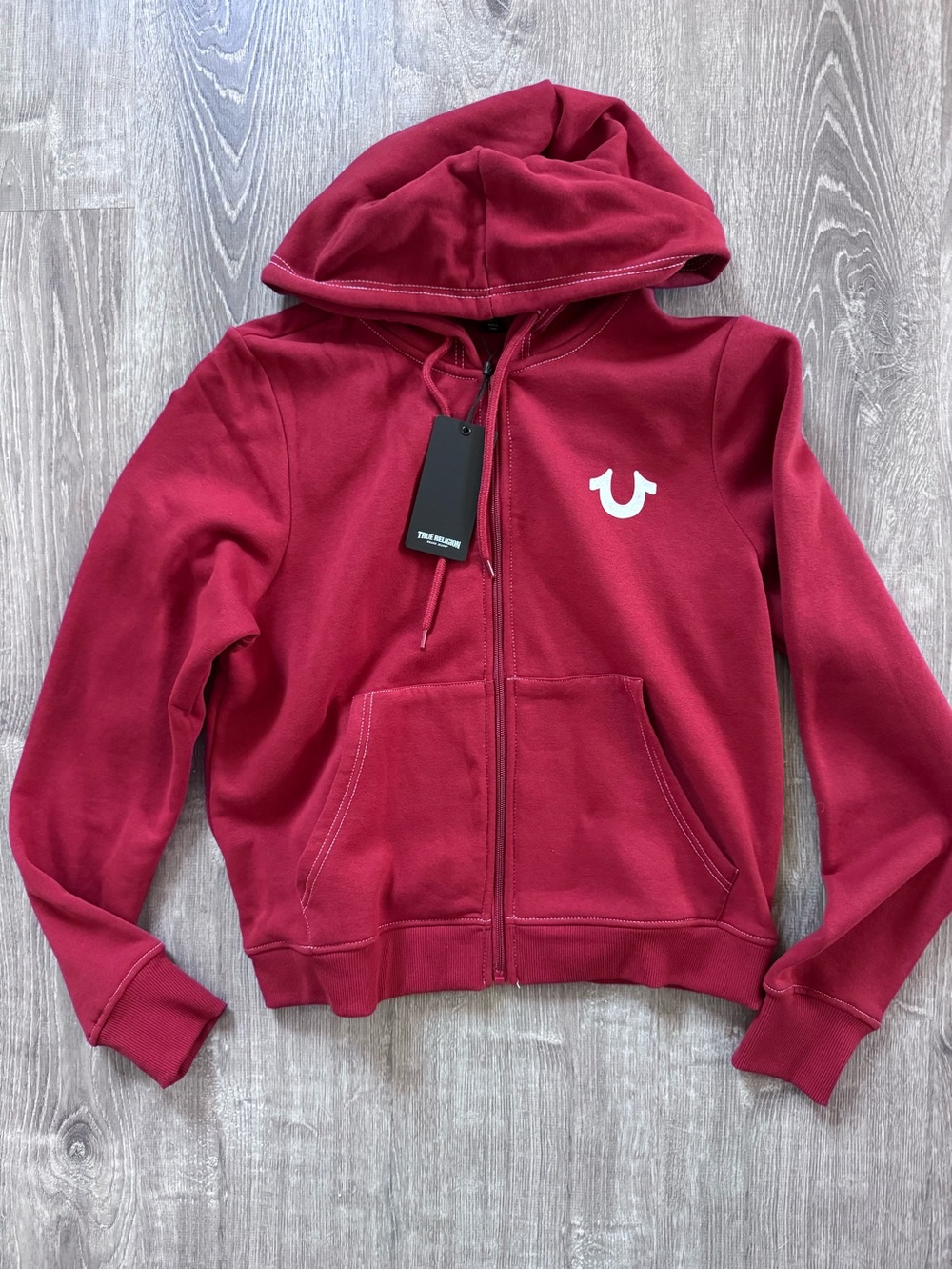 True Religion Burgundy Zip Hoodie